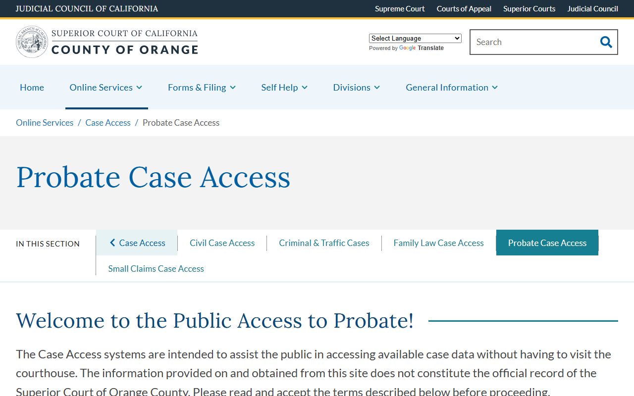 Orange County case access portal