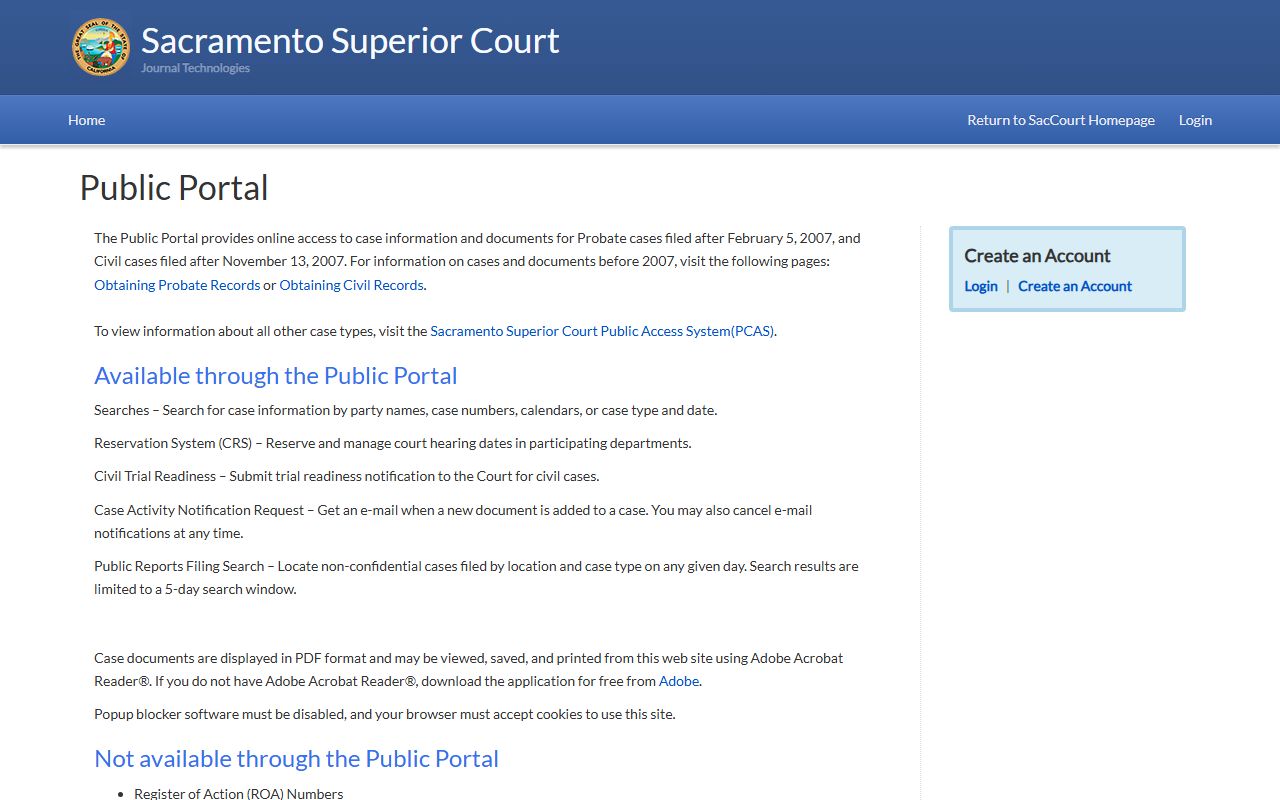 Sacramento County probate case search portal