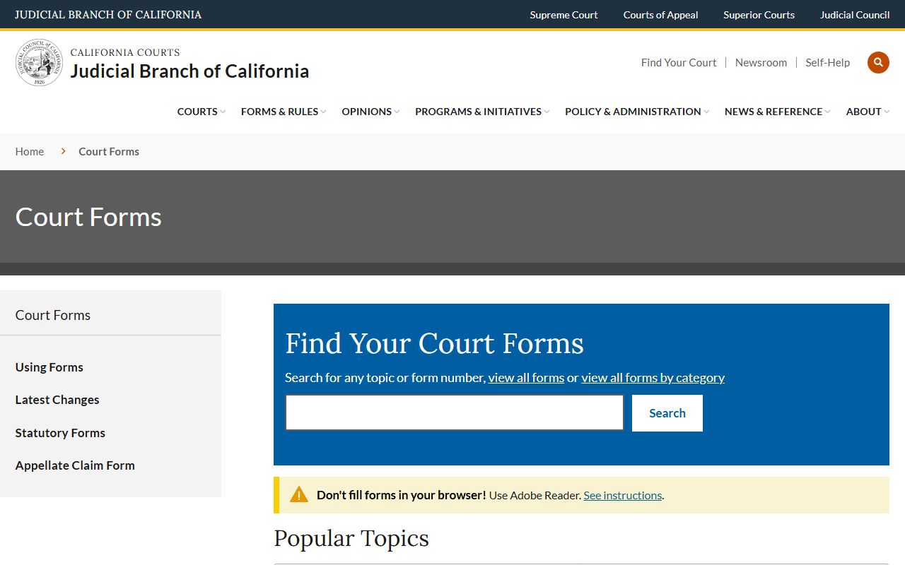 California probate court records judicial council forms