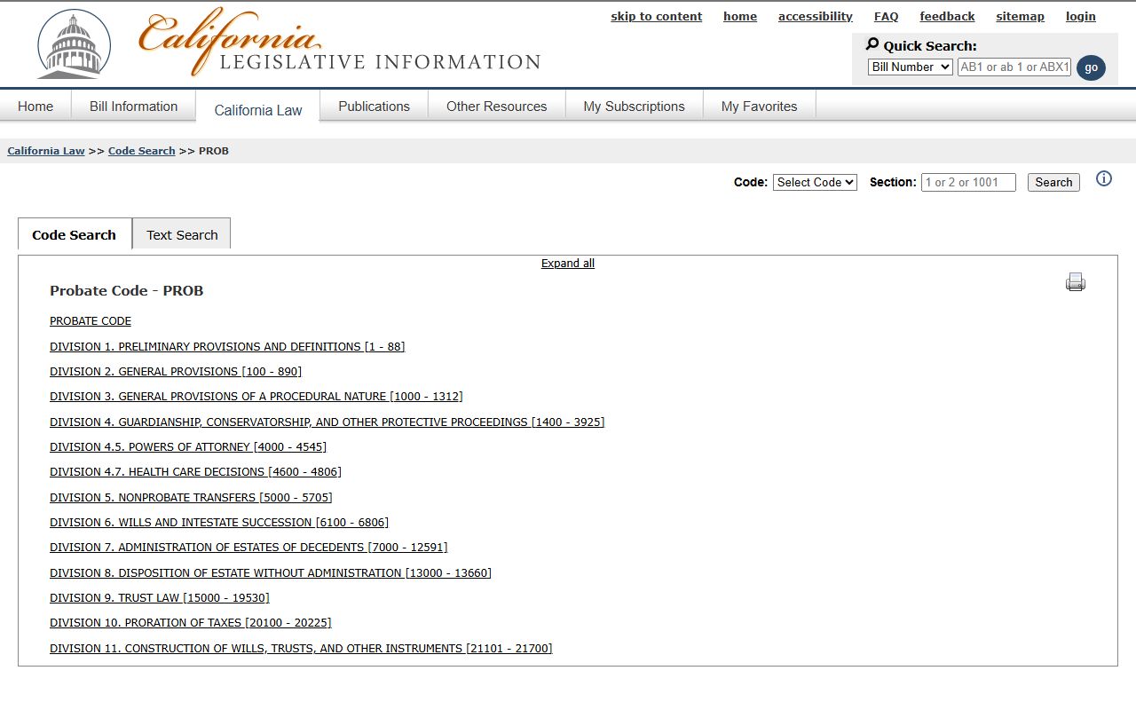 California probate court records probate code